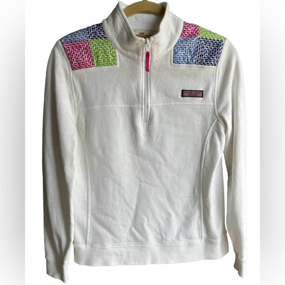 Vineyard Vines White Cotton Quarter-Zip Pullover
